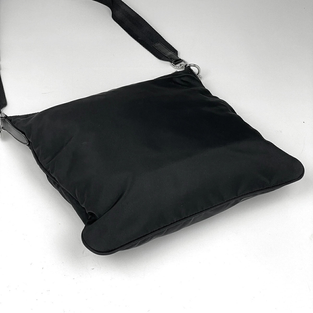 Prada Black Bag Shoulder Nero Plate Logo Crossbody